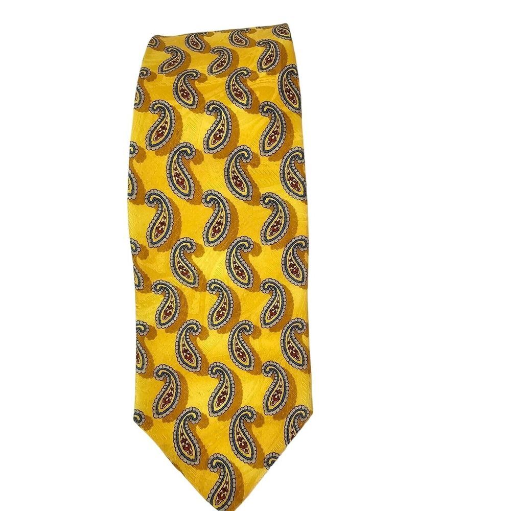 Jos A Bank Signature Yellow Gold Blue Silk Tie Necktie‎ Men's